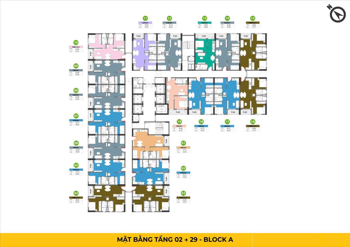 Mặt bằng tầng 2-29 Block A